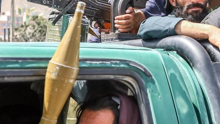 Taliban-taistelijoita Kabulissa elokuussa.