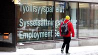 The window of the Employment Services Office in Helsinki during winter.