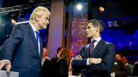  Laitaoikeistolaisen vapauspuolueen PVV:n johtaja Geert Wilders ja keskustalaispuolue D66:n puheenjohtaja Rob Jetten.
