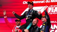 Kimi Antonelli, Lewis Hamilton ja Max Verstappen.