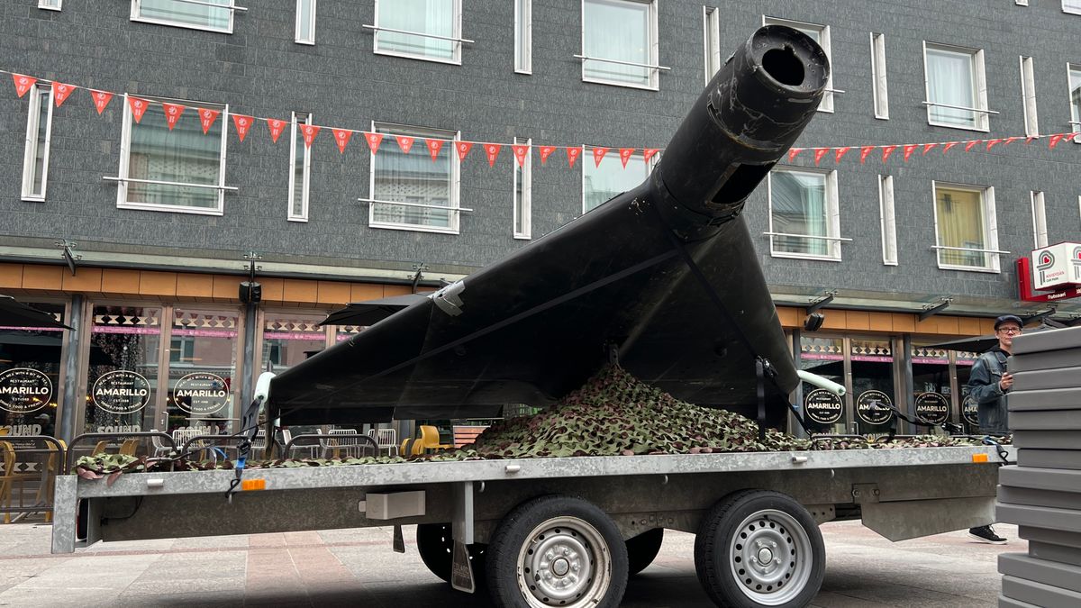 Russian drone shot down in Ukraine on display in Oulu