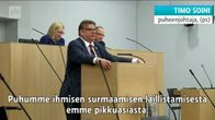 Uutisvideot: Timo Soini vastustaa eutanasiaa