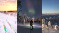 Kollaasi lukijoiden lähettämistä hiihtokuvista.