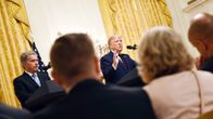 Sauli Niinistö ja Donald Trump tiedotustilaisuudessa Valkoisessa talossa 2. syyskuuta.