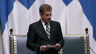 Eduskunnan puhemies Sauli Niinistö pitää jäähyväispuhetta eduskunnalle.