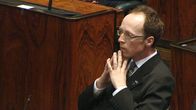 Perussuomalaisten Jussi Halla-aho eduskunnassa.