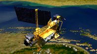 Havainnekuva satelliitista, taustalla maanpintaa.