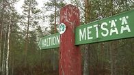 Valtion metsästä kertova kyltti.