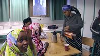 Afrikkalaisia naisia Helsingin vastaanottokeskuksessa 2008