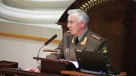 Venäjän asevoimien päällikkö kenraali Nikolai Makarov esitelmöimässä Helsingin yliopistossa.