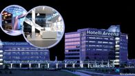 Havainnekuva Kuopion jäähallin vastapäätä suunnitellusta hotellista.