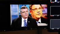 Timo Soini Ylen TV1:n Ykkösaamun vieraana.