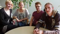 Opiskelijat Johanna Holma, Saara Katter, Jukka Paakkinen ja Artturi Kollanus, UEF.