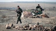 Ukrainalaisa sotilaita Ukrainan ja Venäjän rajalla Itä-Ukrainassa.