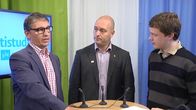Sauli Ahvenjärvi (kd.) ja Ari Jalonen (ps.) Yle Satakunnan Nettistudiossa. Toimittajana Antti Laakso.