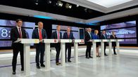Puoluejohtajat SVT:n vaaliväittelyssä Tukholmassa 12. syyskuuta.