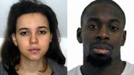 Ranskan poliisin julkaisema kuvayhdistelmä mahdollisesti pakoon päässeestä terroriepäillystä Hayat Boumeddienestä (vas.) ja hänen rikoskumppanina pidetystä Amedy Coulibalysta, joka sai surmansa poliisin rynnäkössä.