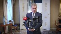 Presidentti Sauli Niinistö pitää puhettaan 20. tammikuuta 2015.