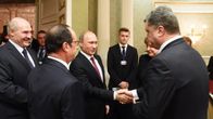 Alexander Lukashenko, François Hollande, Vladimir Putin, Angela Merkel ja Petro Porošenko tapaavat  Minskissä.