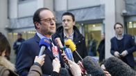 Ranskan presidentti Francois Hollande puhuu tiedotusvälineille.