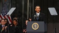 Barack Obama pitää puhetta.