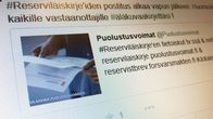 Puolustusvoimien mainos reserviläiskirjeen tietoiskusta Twitterissä.