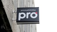 Ammattiliitto Pron kyltti Helsingin Ruoholahdessa.