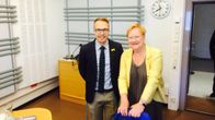 Presidentti Tarja Halonen ja Ykkösaamun juontaja Olli Seuri.