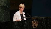 Ruotsin ulkoministeri Margot Wallström valokuvattuna YK:n päämajassa New Yorkissa huhtikuussa 2015.