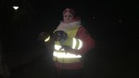Siiri Saarinen ja mäyräkoirat ulkoilemassa. 