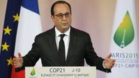 Ranskan presidentti François Hollande ilmastokokousta koskevassa tiedotustilaisuudessa Élysée-palatsissa, Pariisissa 20. marraskuuta.