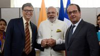 Bill Gates, Narendra Modi, Francois Hollande YK:n yleiskokouksessa syyskuussa 2015.
