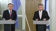 YK:n pääsihteerin Ban Ki-moon ja Presidentti Sauli Niinistö.