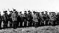 Kajaanin suojeluskuntalaisten sissipataljoona huhtikuussa 1918.
