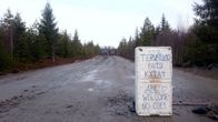 Ydinvoimaa vastustavat aktivistit ovat pystyttäneet betonipatsaan Hanhikivenniemen alueelle.