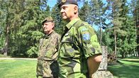 Maavoimien komentaja, kenraaliluutnantti Seppo Toivonen ja Ruotsin maavoimein komentaja, kenraalimajuri Karl Engelbrektson