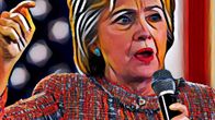 Hillary Clinton puhuu mikrofoniin.