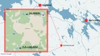 Kartta Sotkamosta Terrafamen kaivoksen läheisistä järvistä.