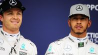 Nico Rosberg (vas.) ja Lewis Hamilton.
