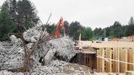 Kemijärven viallinen palasiksi murskattu betonisilta.