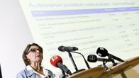 Liikenne- ja viestintäministeri Anne Berner tiedotustilaisuudessa Helsingissä.