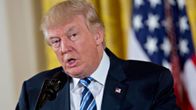 Donald Trump Valkoisessa talossa 22. tammikuuta. Trump puhui virkakuntansa valatilaisuudessa. 