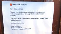 Tilojen käyttökielto -lappu.