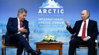 Sauli Niinistö ja Vladimir Putin Arctic forumissa.