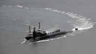 Yhdysvaltalainen USS Michigan ydinsukellusvene saapuu eteläkorealaiseen Busanin satamaan 25. huhtikuuta 2017.