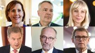 Tuula Haatainen, Pekka Haavisto, Laura Huhtasaari, Sauli Niinistö, Nils Torvalds, Matti Vanhanen 