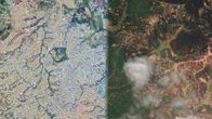 Kahden satelliittikuvan kompositio.