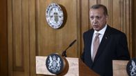Turkin presidentti Recep Tayyip Erdogan lehdistötilaisuudessa