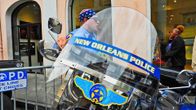 New Orleansin poliisin moottoripyörä kadulla New Orleansin ranskalaiskorttelissa.