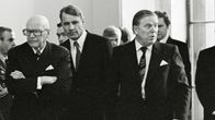 Kekkonen, Koivisto ja Kekkosen seuraajaksi kaavailtu Ahti Karjalainen.